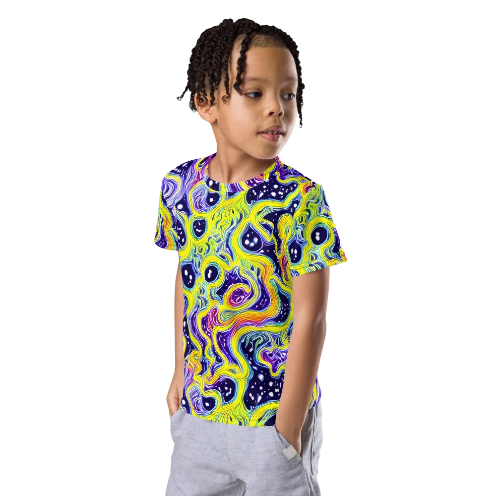 Prismatic Whirlpool on Kids Crew Neck T-Shirt — Left Front
