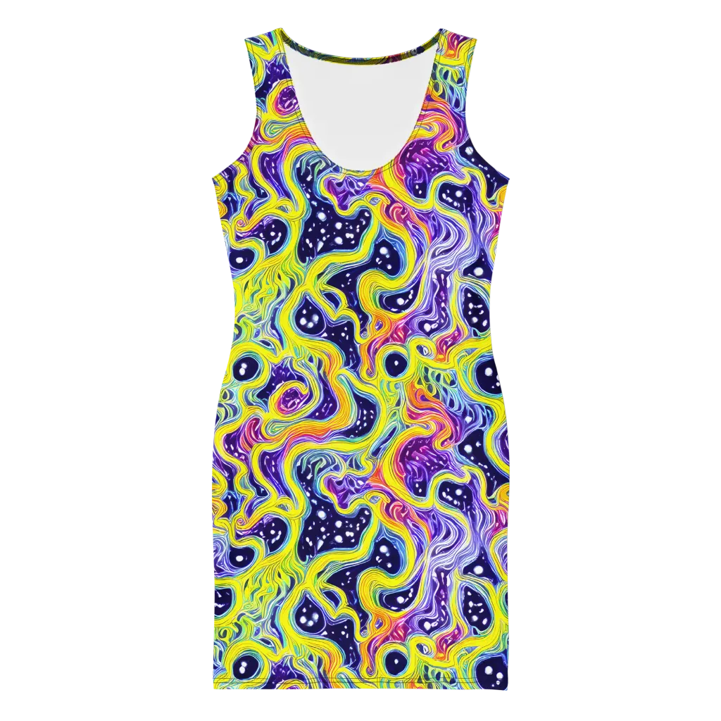 Prismatic Whirlpool on Bodycon Dress — Front
