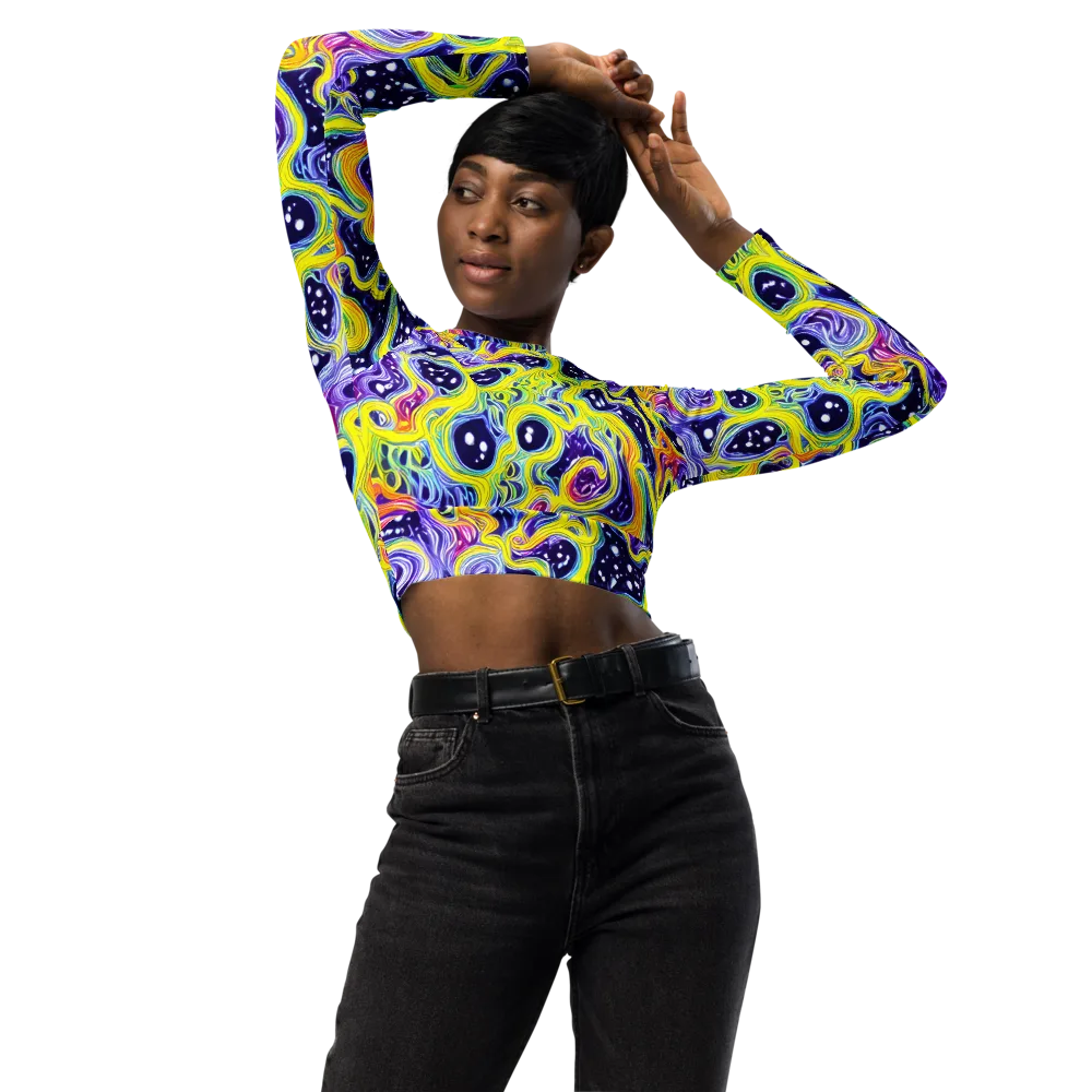 Prismatic Whirlpool on Long Sleeve Crop Top — Front