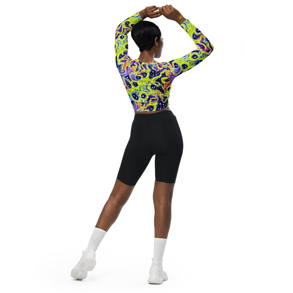 Prismatic Whirlpool on Long Sleeve Crop Top — Back