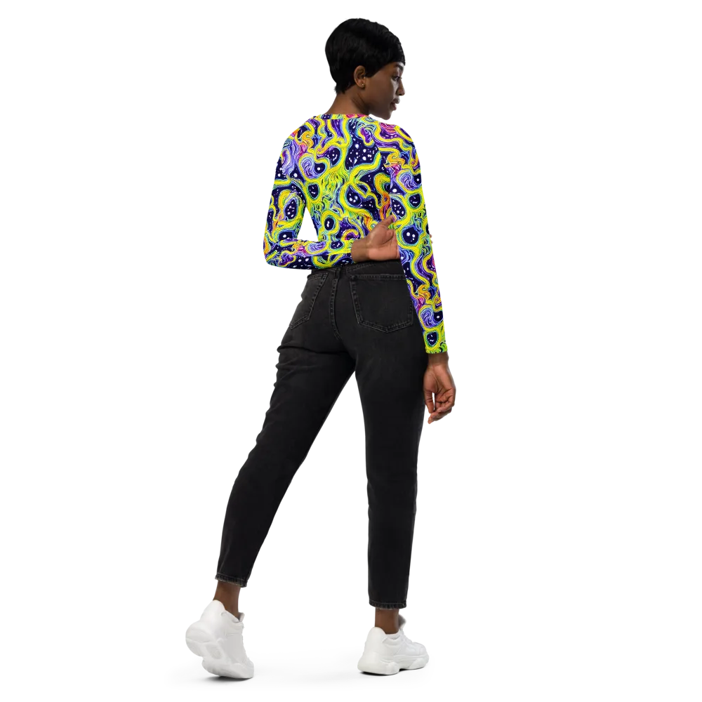 Prismatic Whirlpool on Long Sleeve Crop Top — Right Back