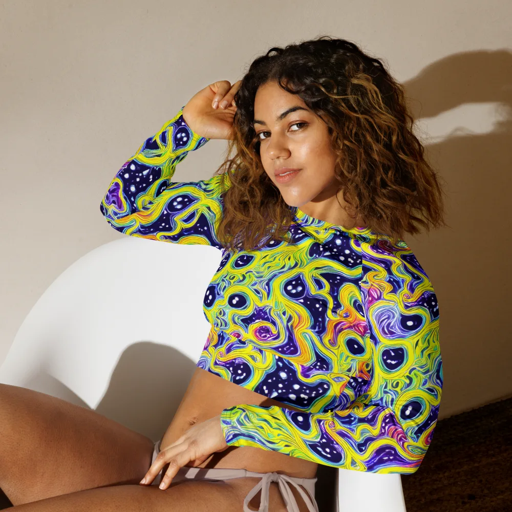 Prismatic Whirlpool on Long Sleeve Crop Top — Left Front