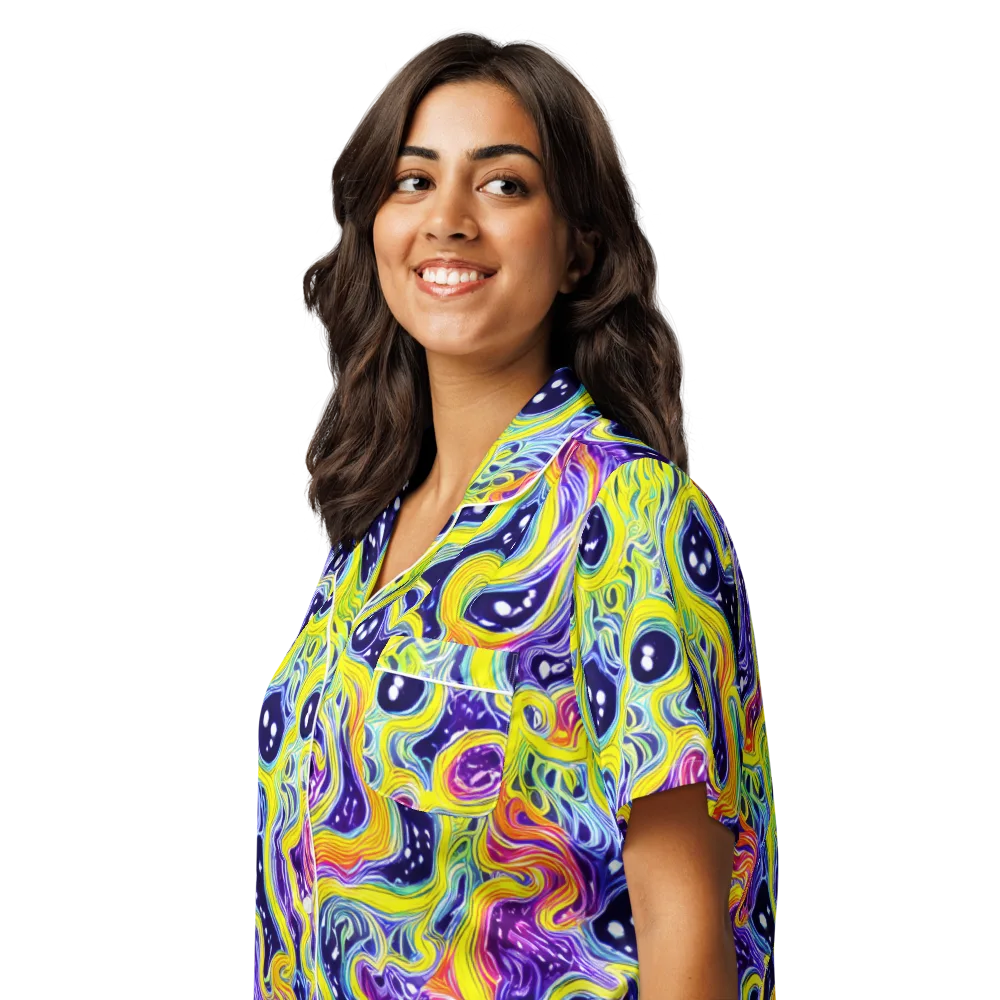 Prismatic Whirlpool on Women's Short Sleeve Pajama Top — Left Front