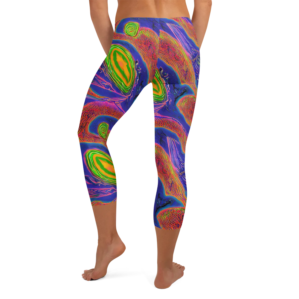 Ultraviolet Safari on Capri Leggings — Back