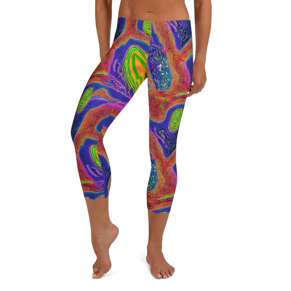 Ultraviolet Safari on Capri Leggings — Front