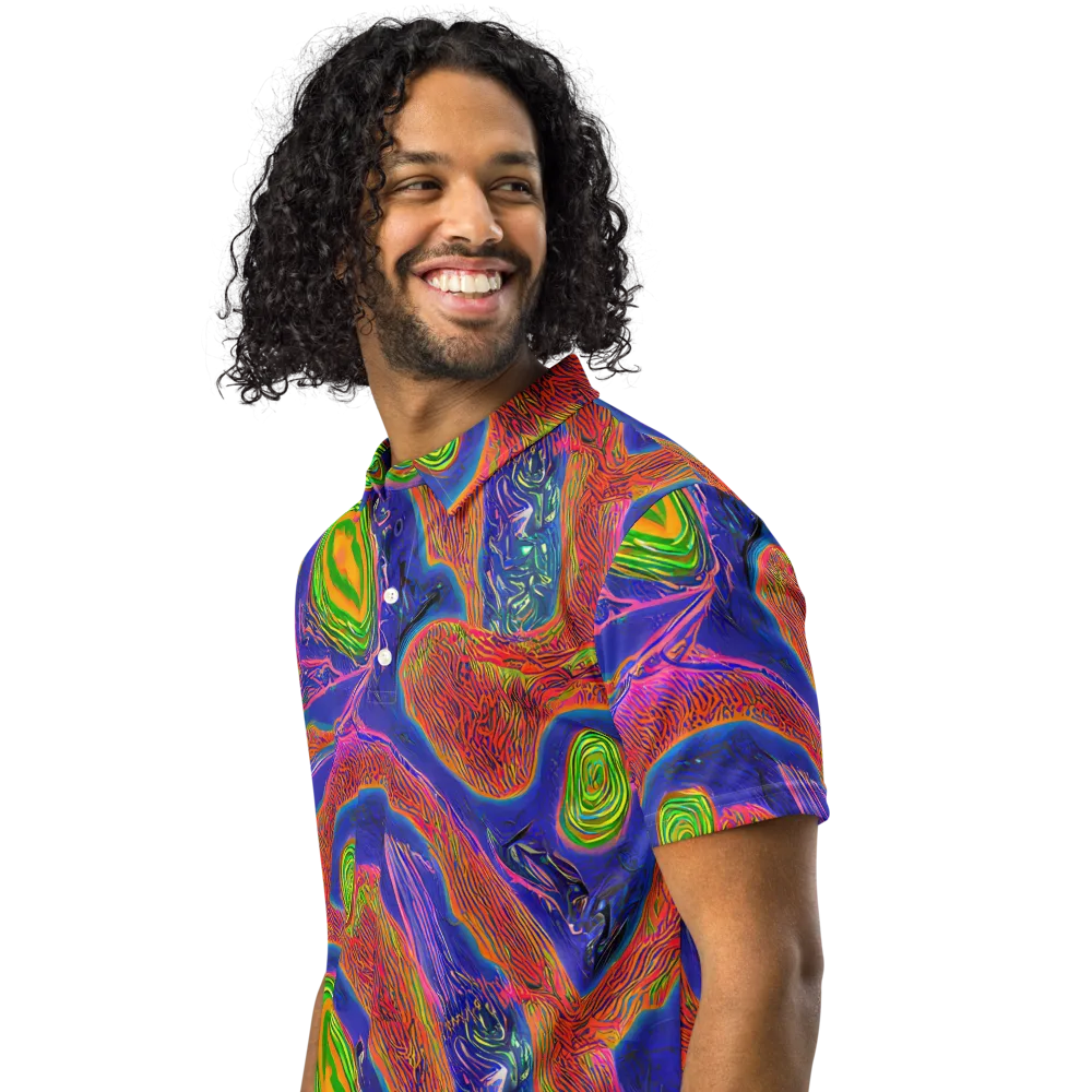 Ultraviolet Safari on Men's Slim Fit Polo Shirt — Left Front