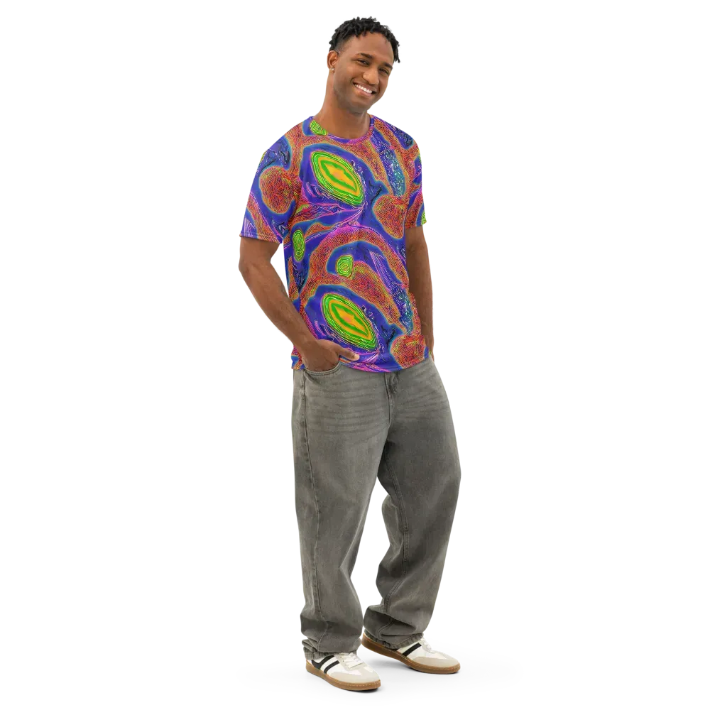 Ultraviolet Safari on Men's Cotton Crew Neck T-Shirt — Right Front