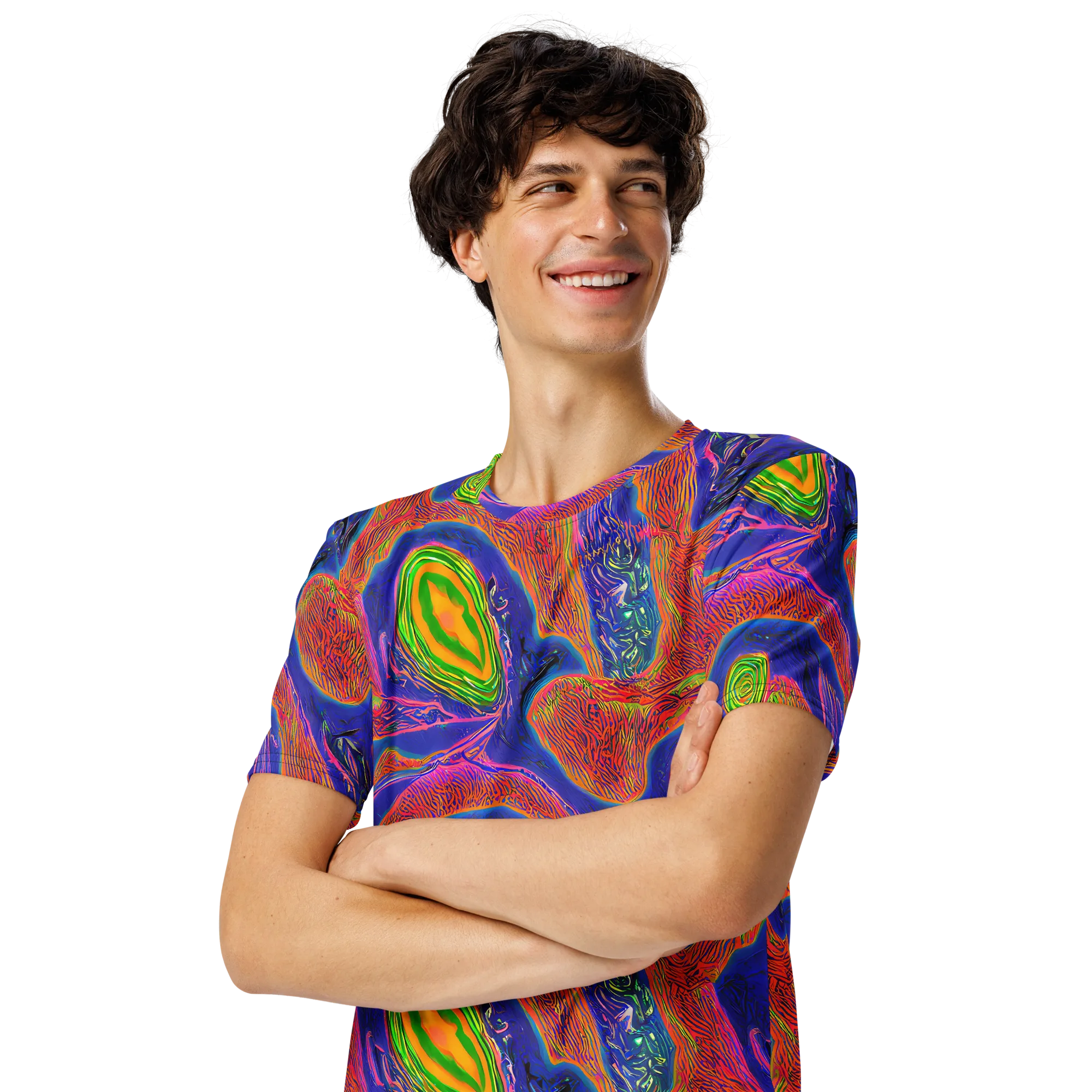 Ultraviolet Safari on Men's Crew Neck T-Shirt — Left Front