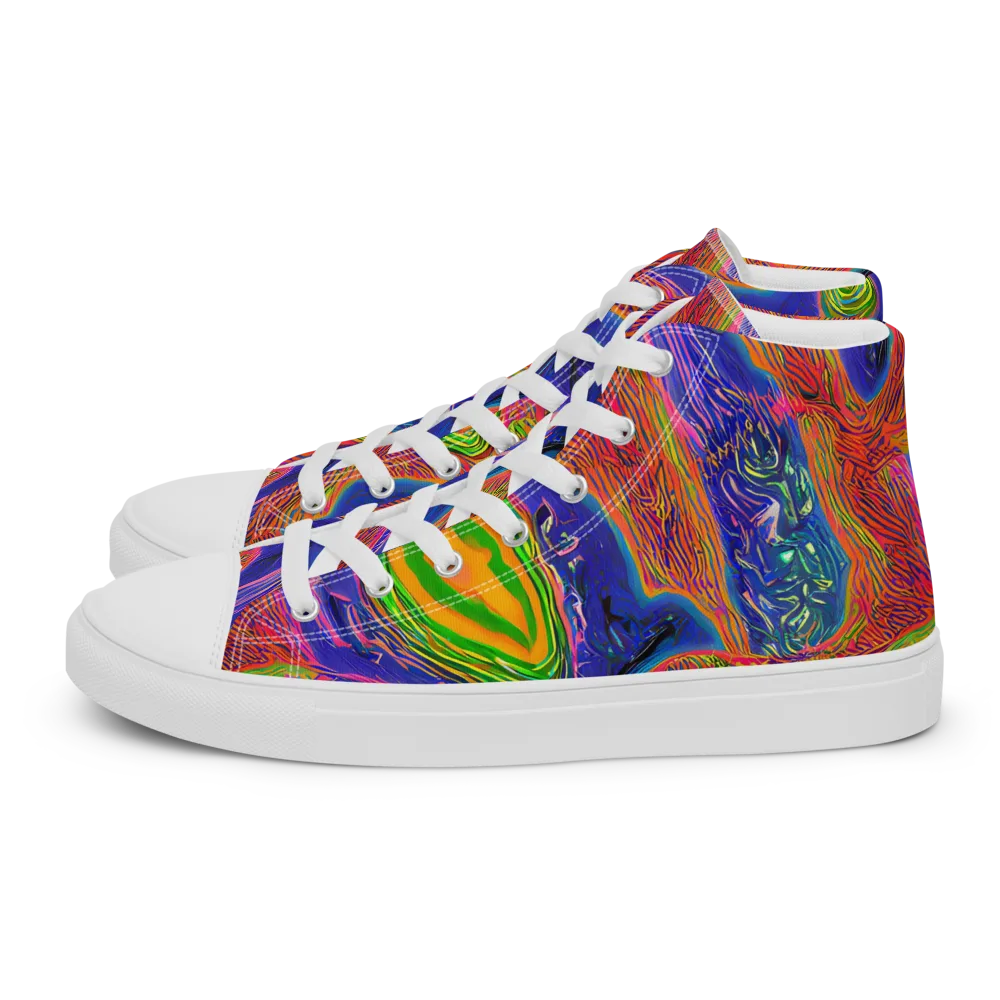 Ultraviolet Safari on Men's High Top Canvas Shoes — Left