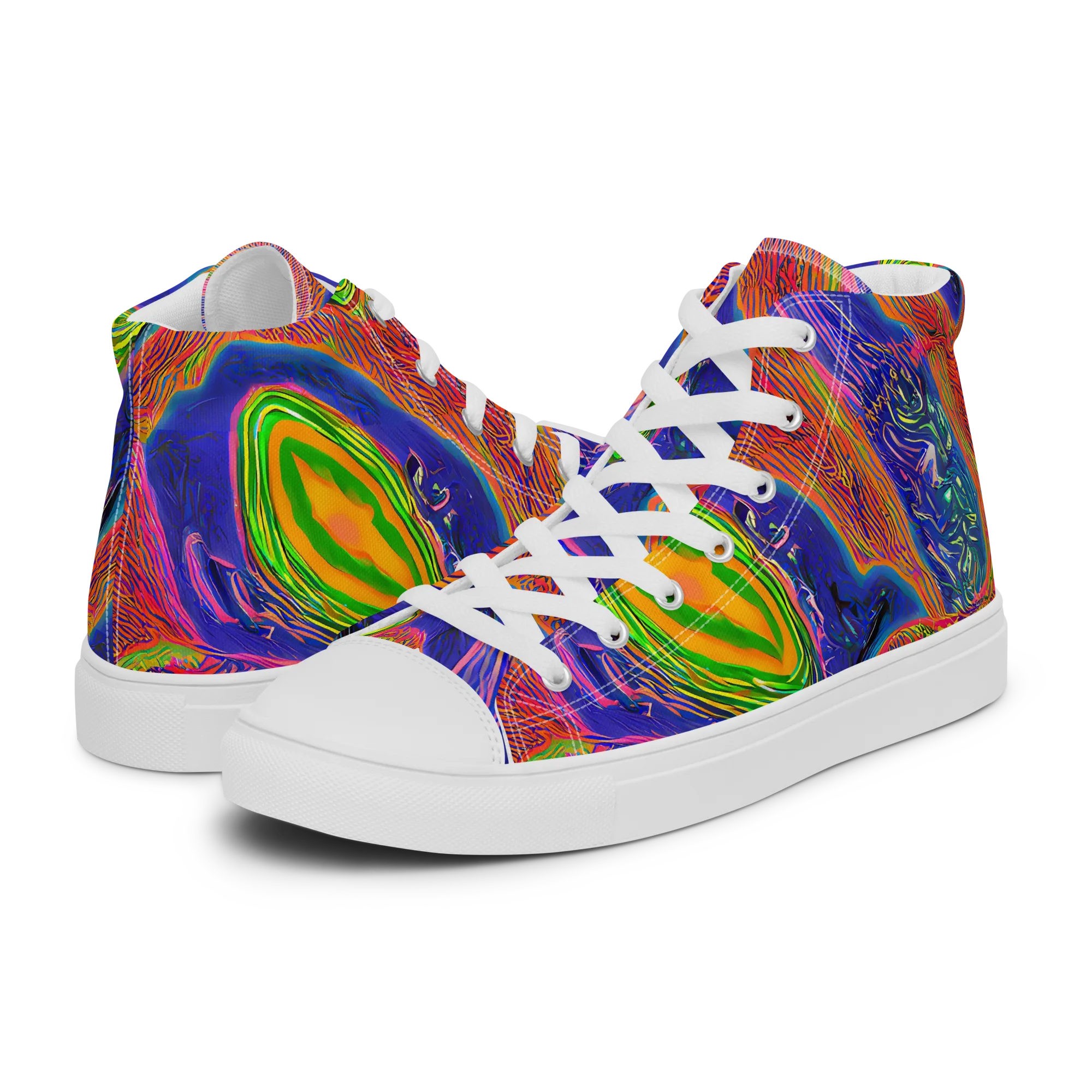 Ultraviolet Safari on Women's High Top Canvas Shoes — Left