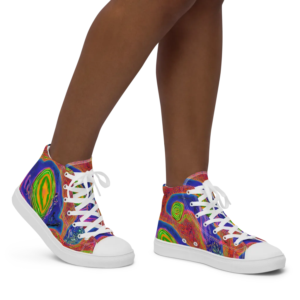 Ultraviolet Safari on Women's High Top Canvas Shoes — Right