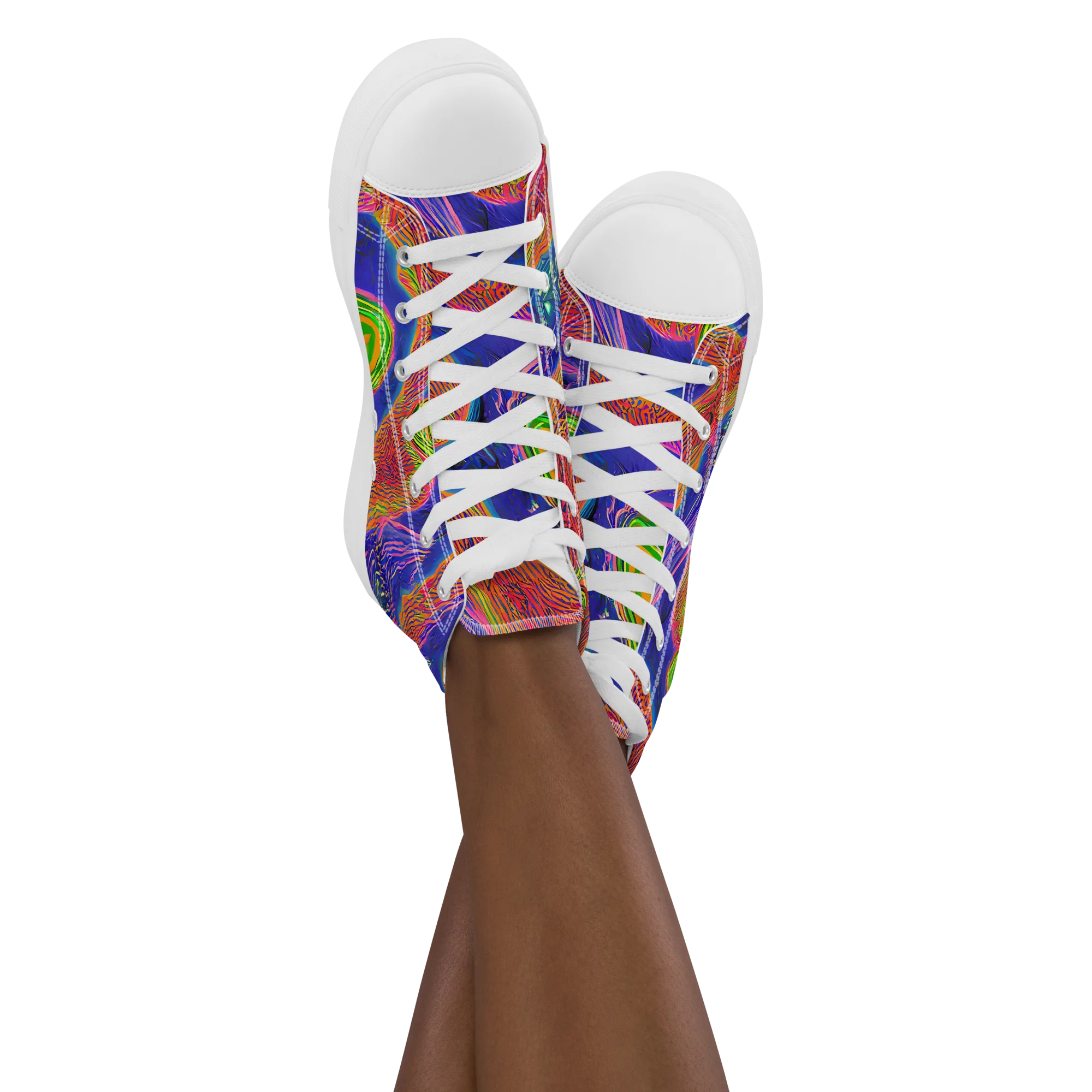 Ultraviolet Safari on Women's High Top Canvas Shoes — Front