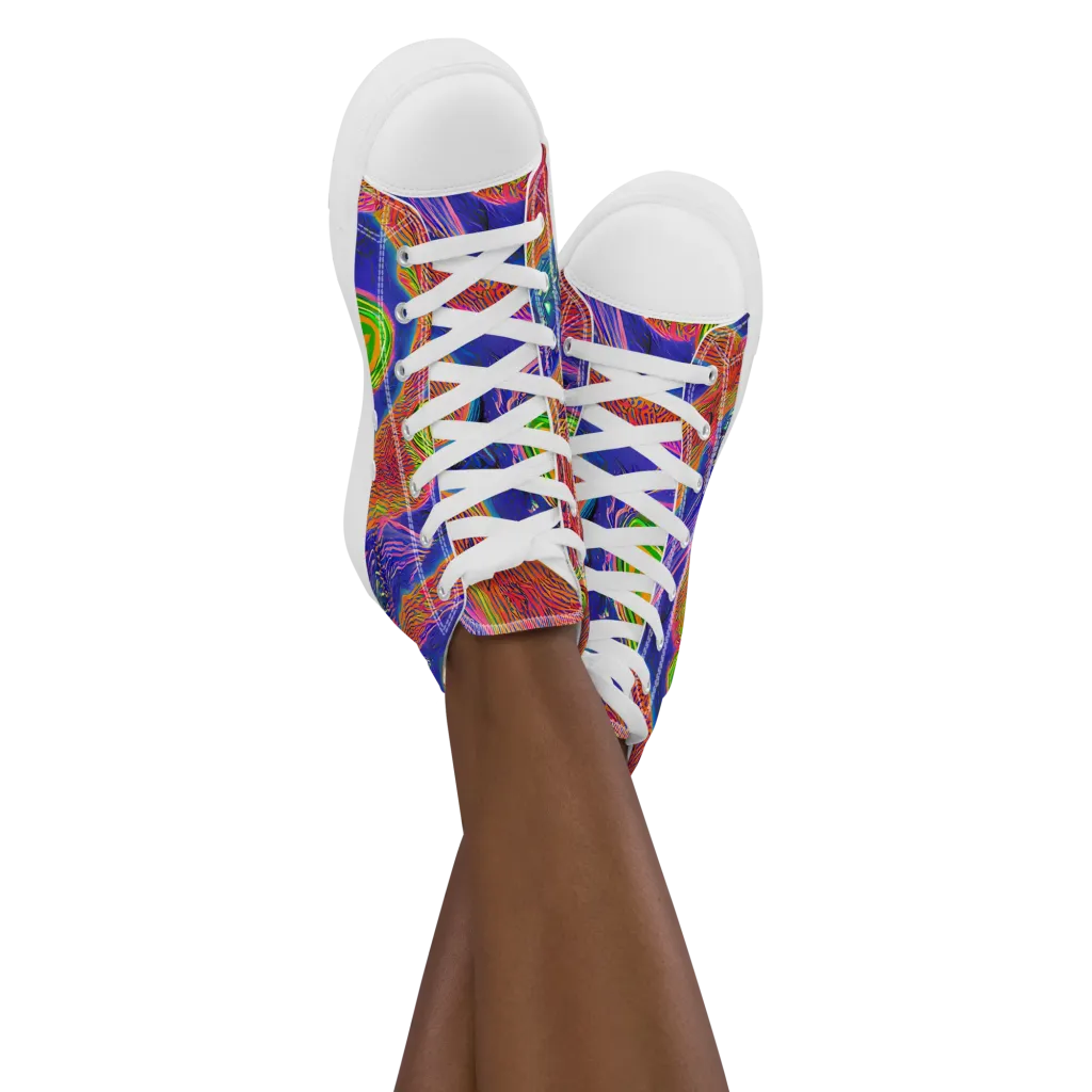 Ultraviolet Safari on Women's High Top Canvas Shoes — Front