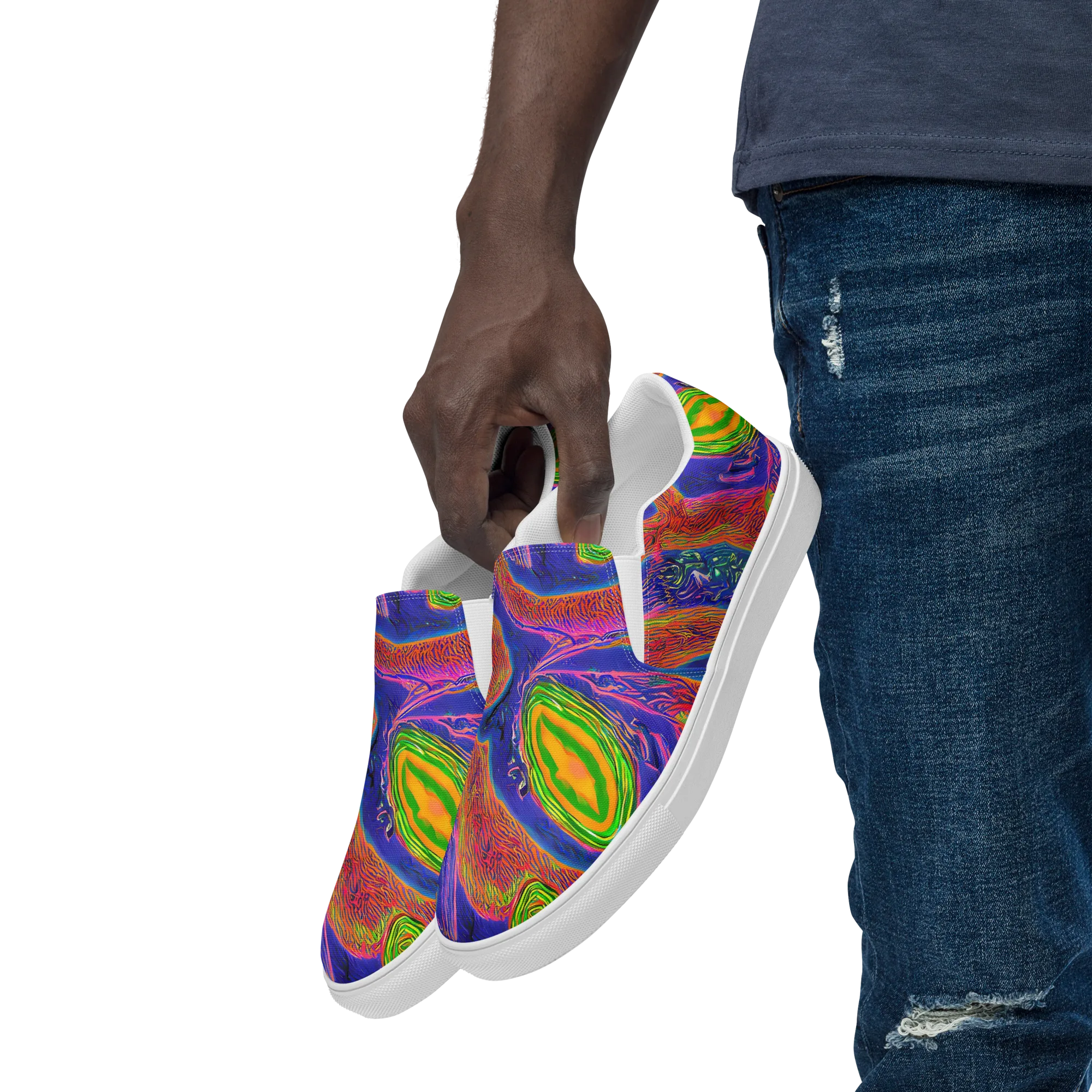 Ultraviolet Safari on Men's Slip-On Canvas Shoes — Left Front