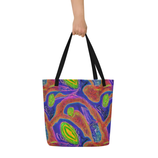 Ultraviolet Safari on a Large Tote Bag W/ Pocket