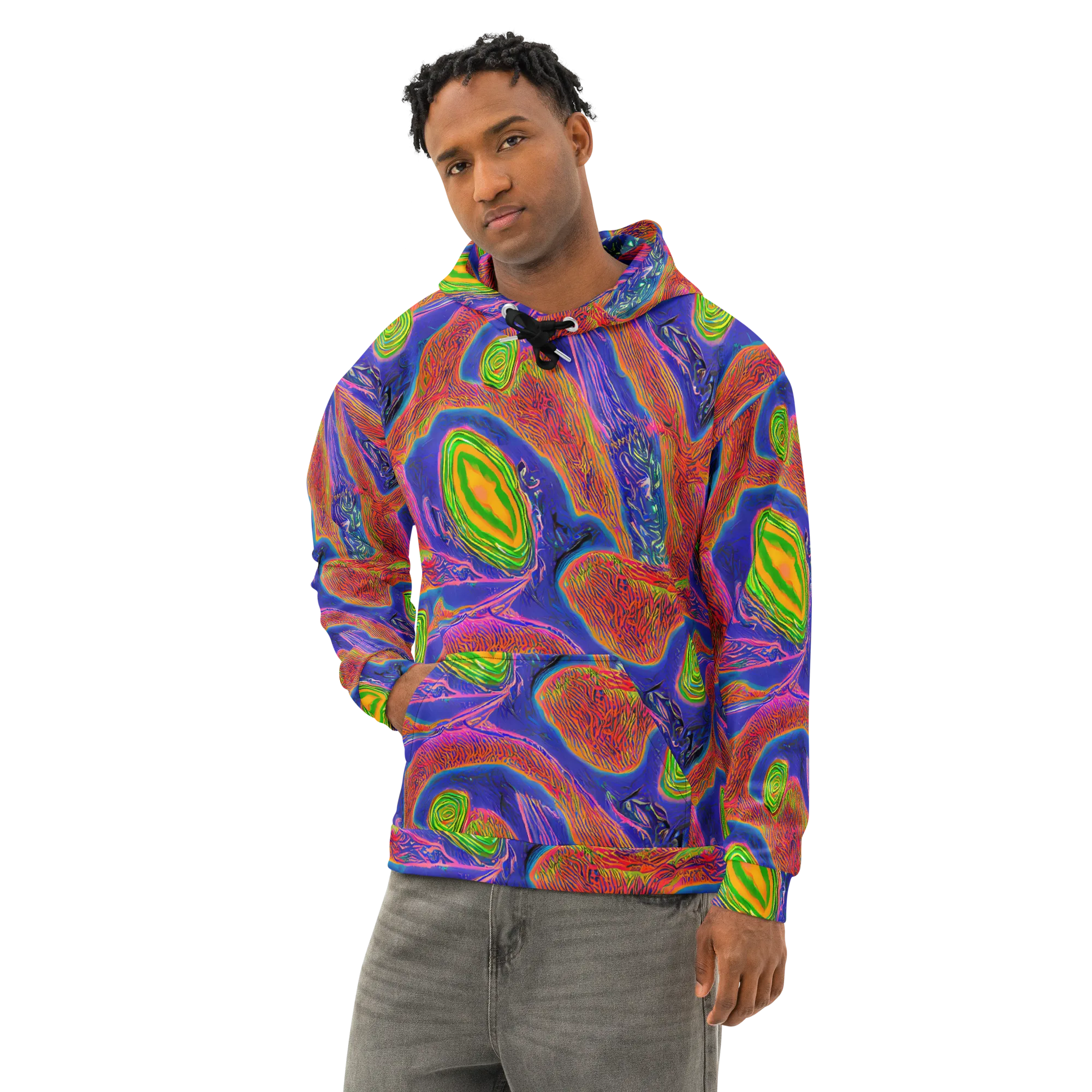 Ultraviolet Safari on Cotton Hoodie — Left Front