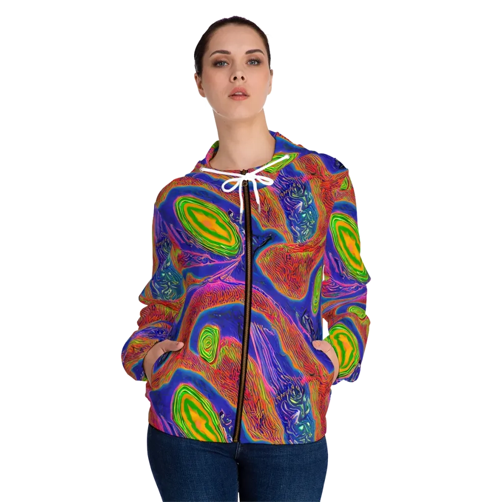 Ultraviolet Safari on Women's Full-Zip Hoodie — Front On Person