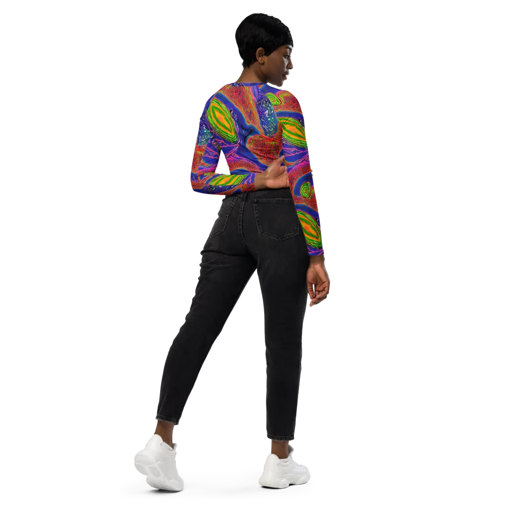 Ultraviolet Safari on Long Sleeve Crop Top — Right Back