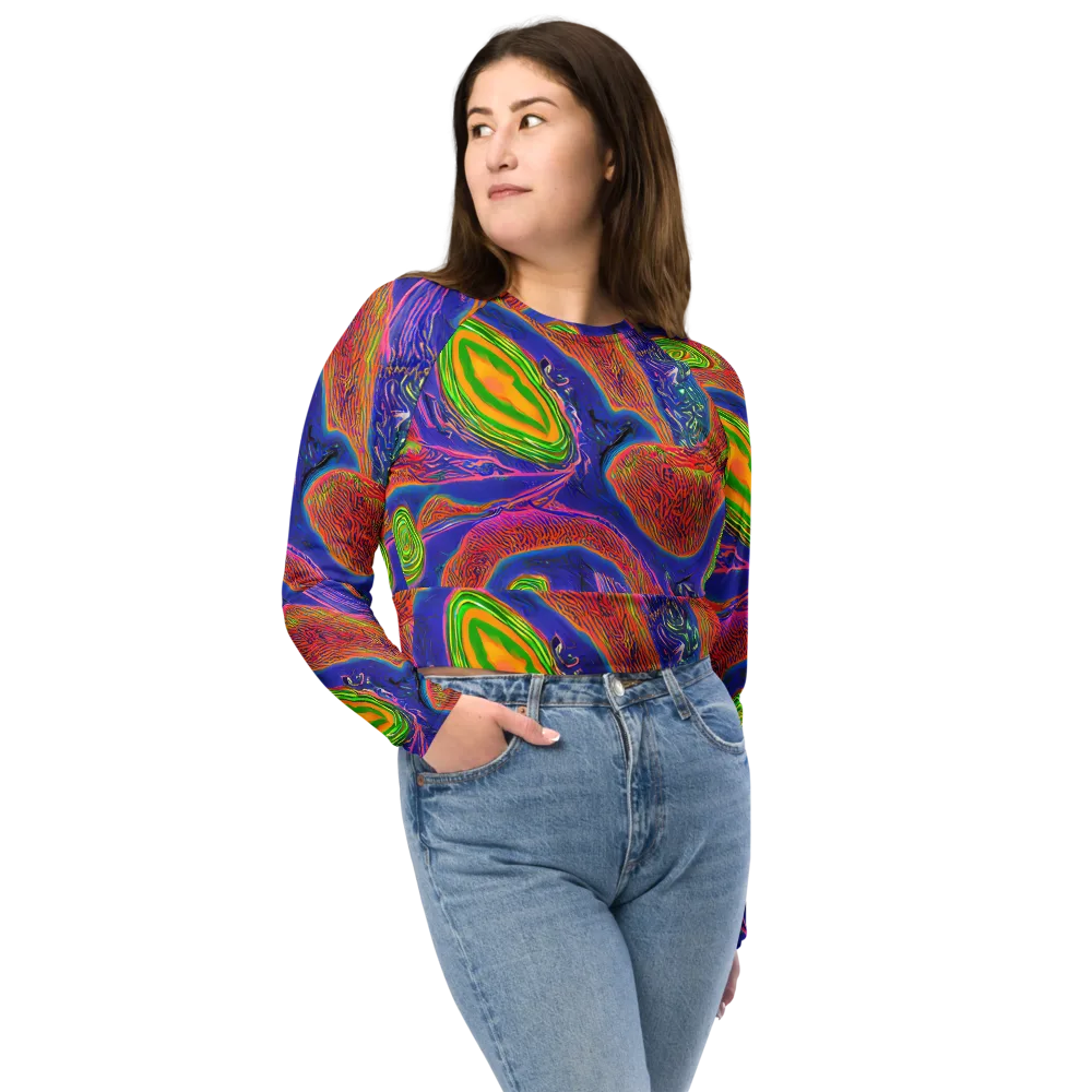 Ultraviolet Safari on Long Sleeve Crop Top — Front
