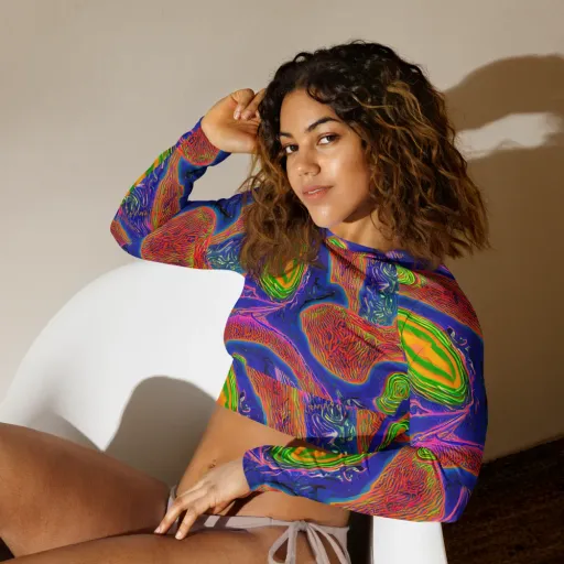 Ultraviolet Safari on a Long Sleeve Crop Top