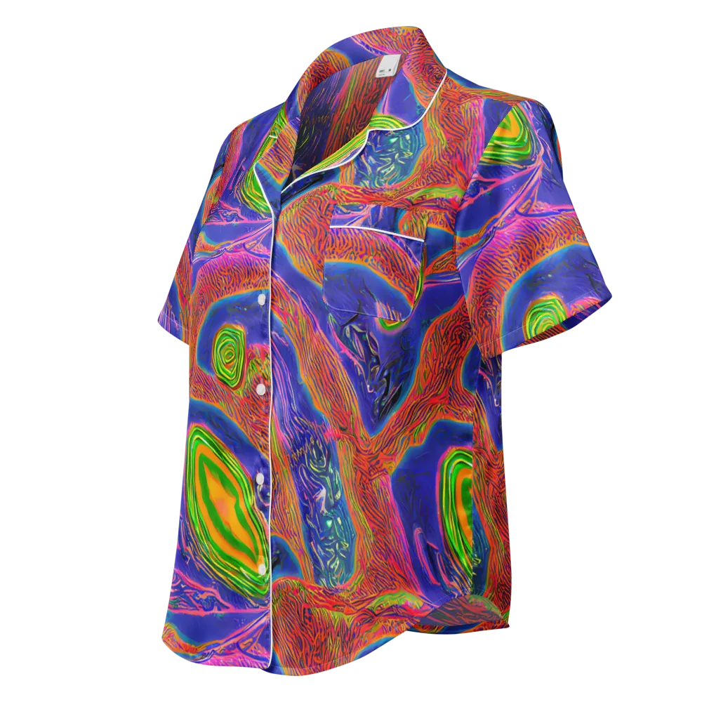 Ultraviolet Safari on Women's Short Sleeve Pajama Top — Left Front