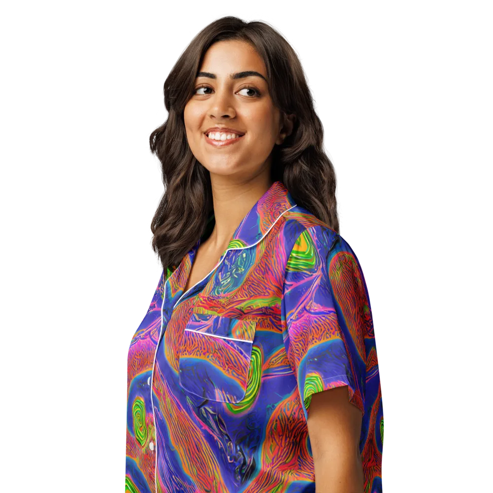 Ultraviolet Safari on Women's Short Sleeve Pajama Top — Left Front
