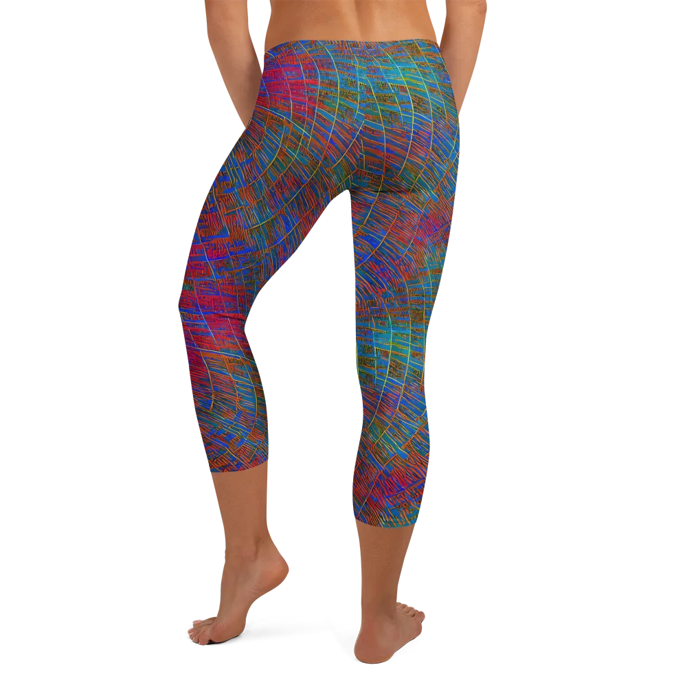 Electric Cartography on Capri Leggings — Back