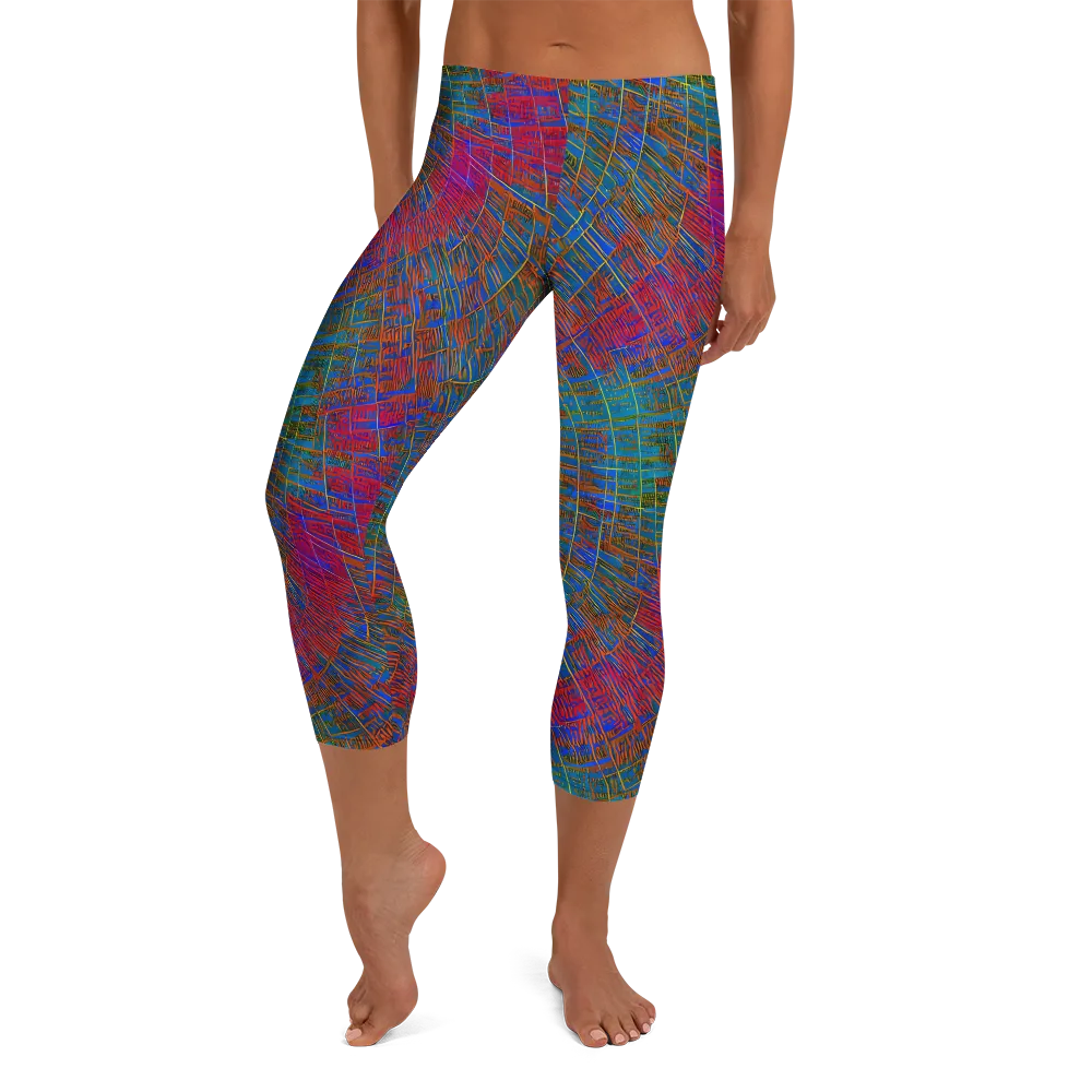 Electric Cartography on Capri Leggings — Front