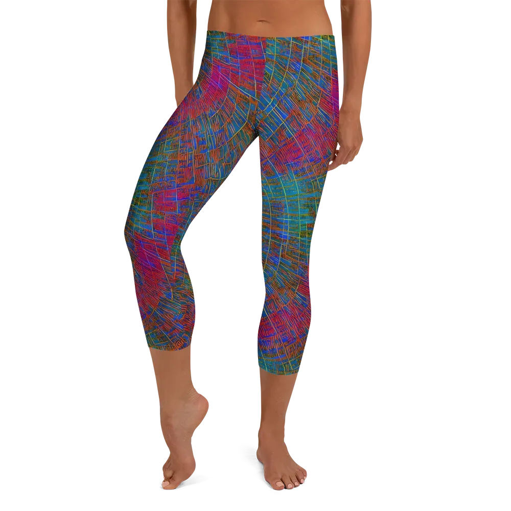 Electric Cartography on Capri Leggings — Front