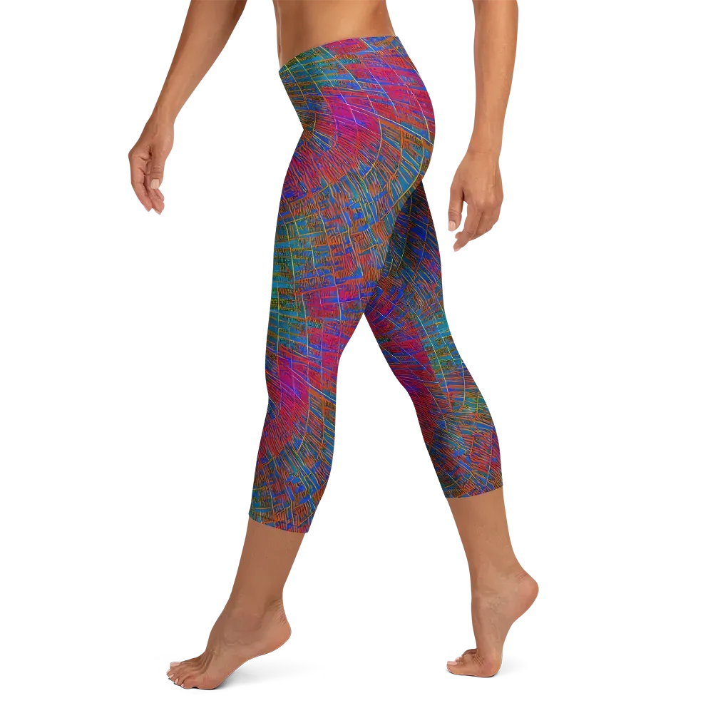 Electric Cartography on Capri Leggings — Left