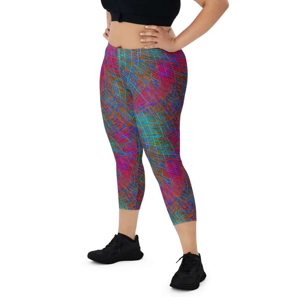 Electric Cartography on Capri Leggings — Front