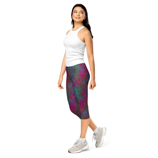 Electric Cartography on a Capri Leggings