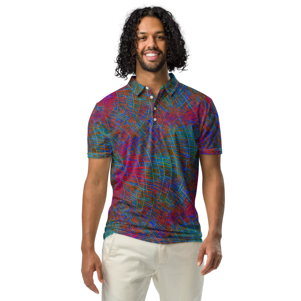 Electric Cartography on Men's Slim Fit Polo Shirt — Front