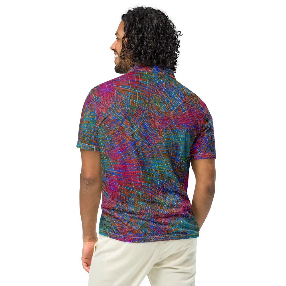 Electric Cartography on Men's Slim Fit Polo Shirt — Back