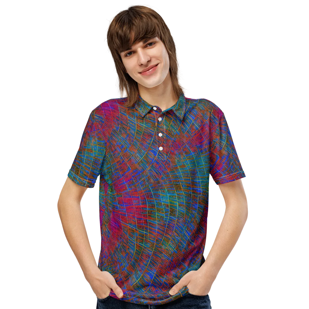 Electric Cartography on Men's Slim Fit Polo Shirt — Front