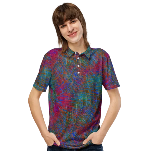 Electric Cartography on a Men's Slim Fit Polo Shirt