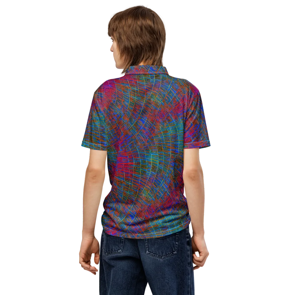 Electric Cartography on Men's Slim Fit Polo Shirt — Back