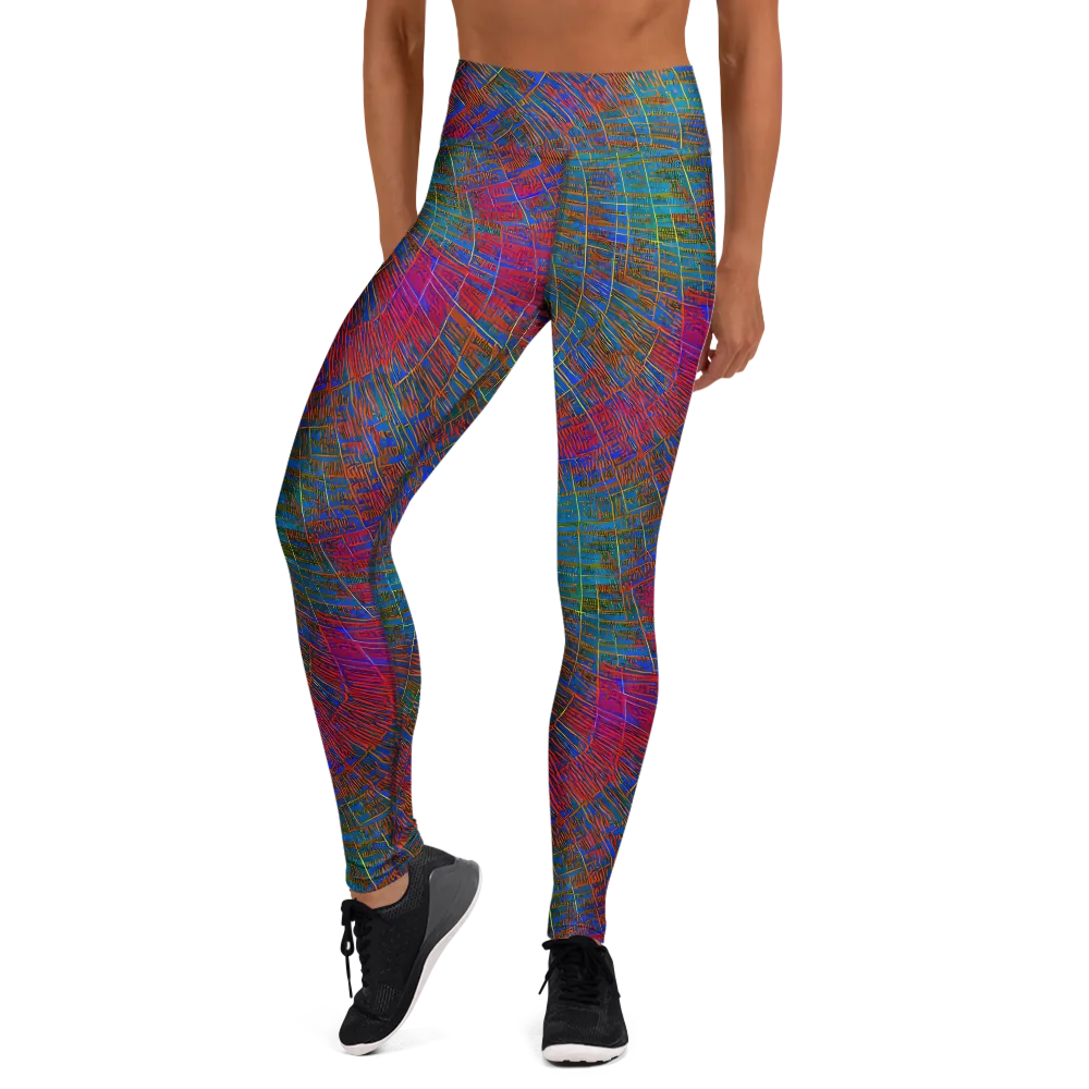Electric Cartography on Yoga Leggings — Front