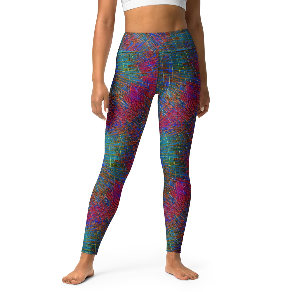 Electric Cartography on Yoga Leggings — Front