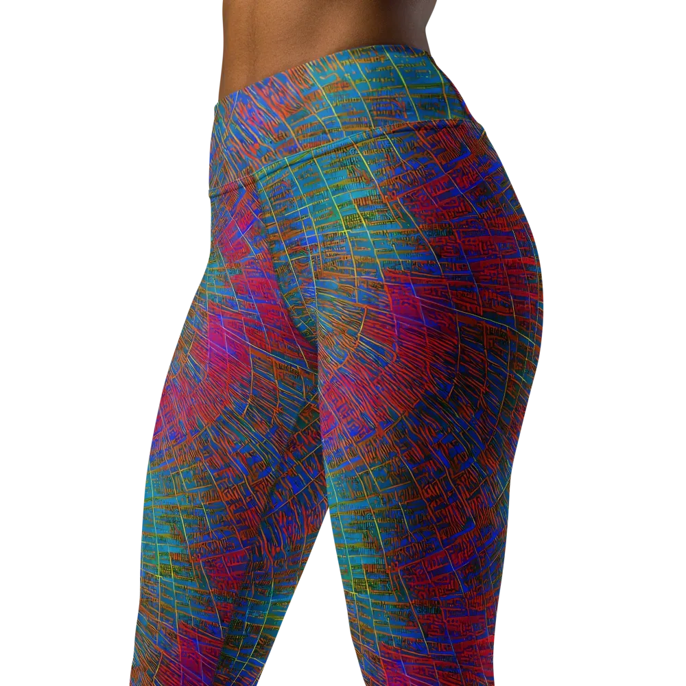 Electric Cartography on Yoga Leggings — Left Front
