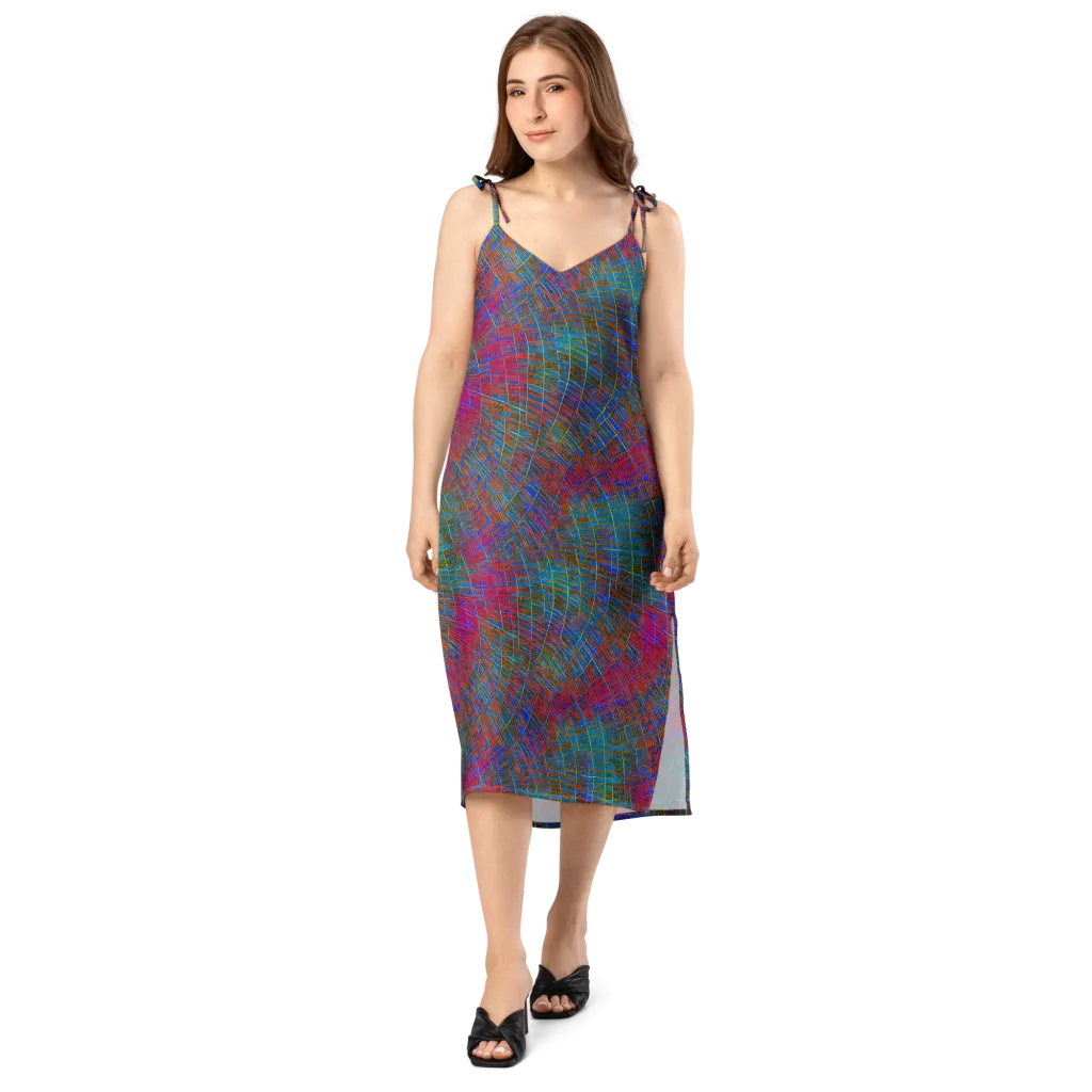 Electric Cartography on Slip Dress — Front