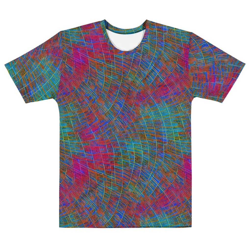 Electric Cartography on Men's Cotton Crew Neck T-Shirt — Front