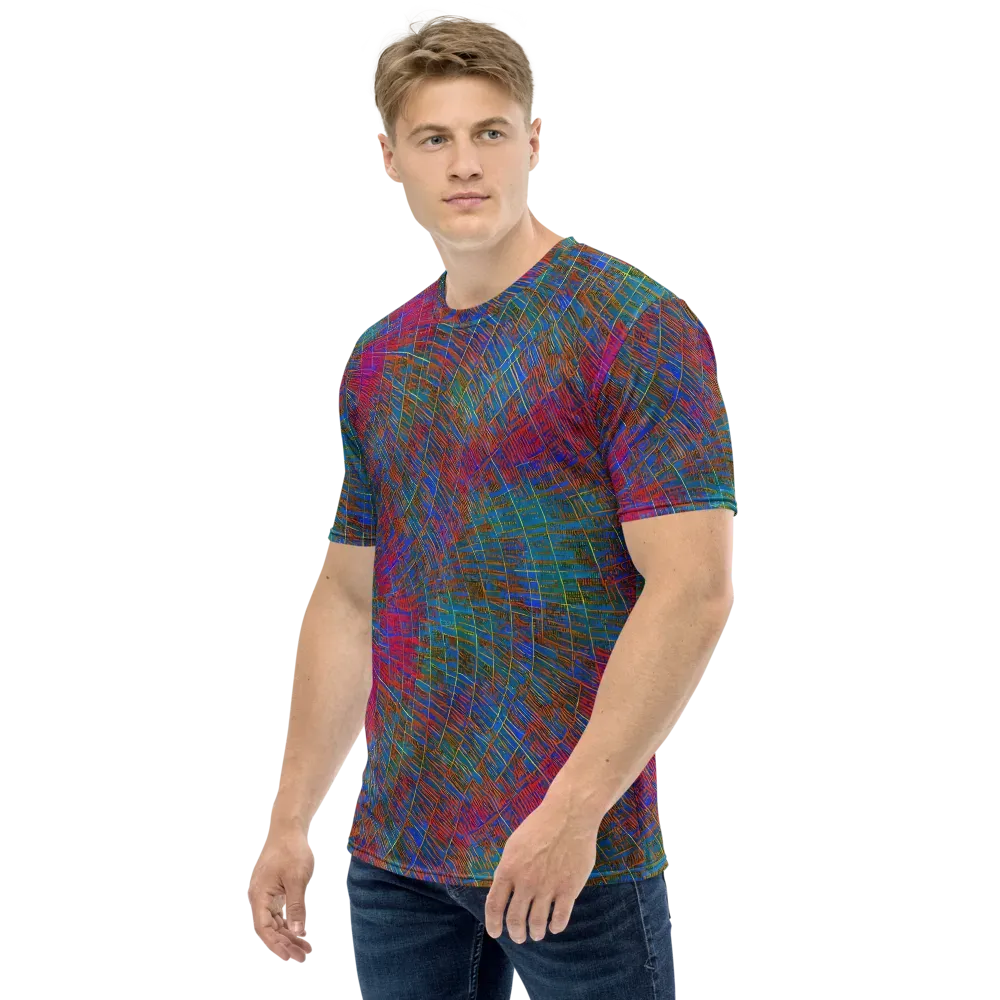Electric Cartography on Men's Crew Neck T-Shirt — Left
