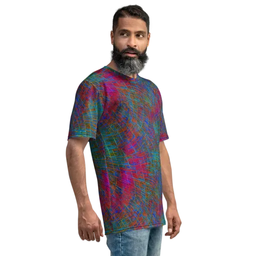 Electric Cartography on a Men's Crew Neck T-Shirt