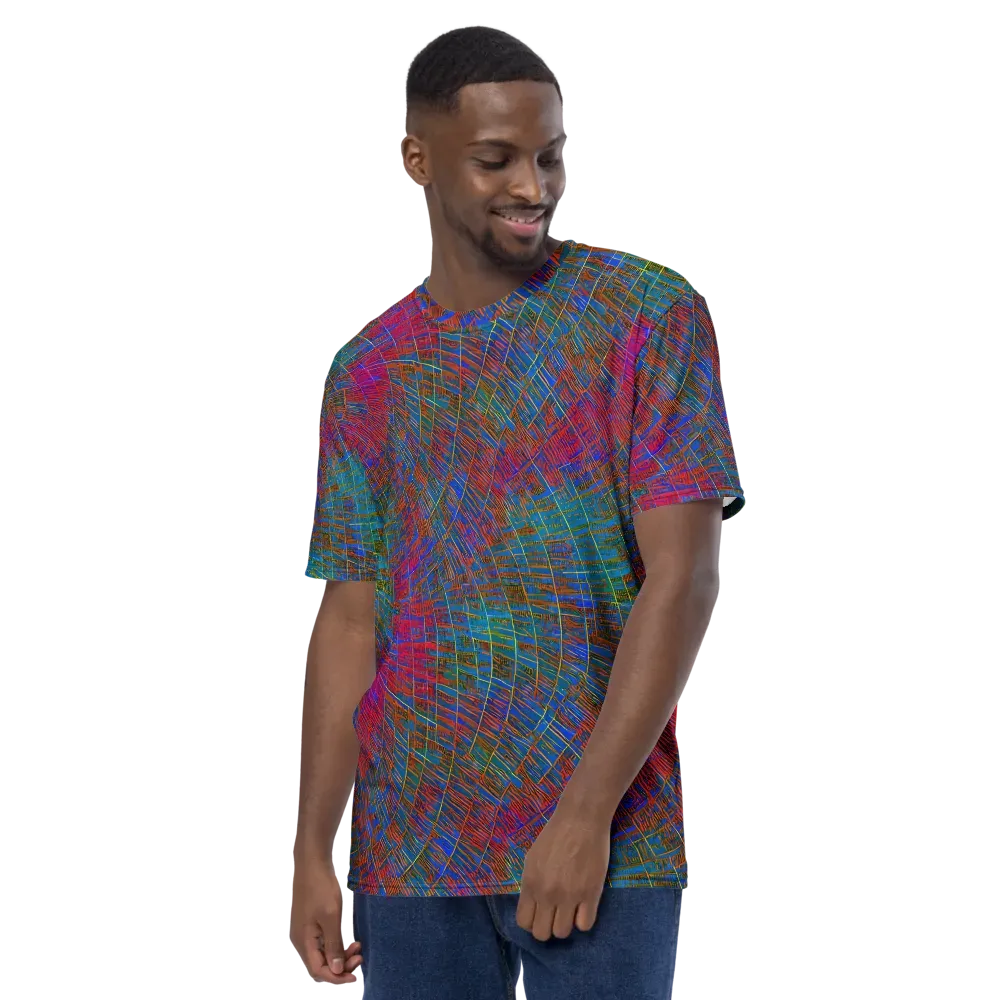 Electric Cartography on Men's Crew Neck T-Shirt — Left