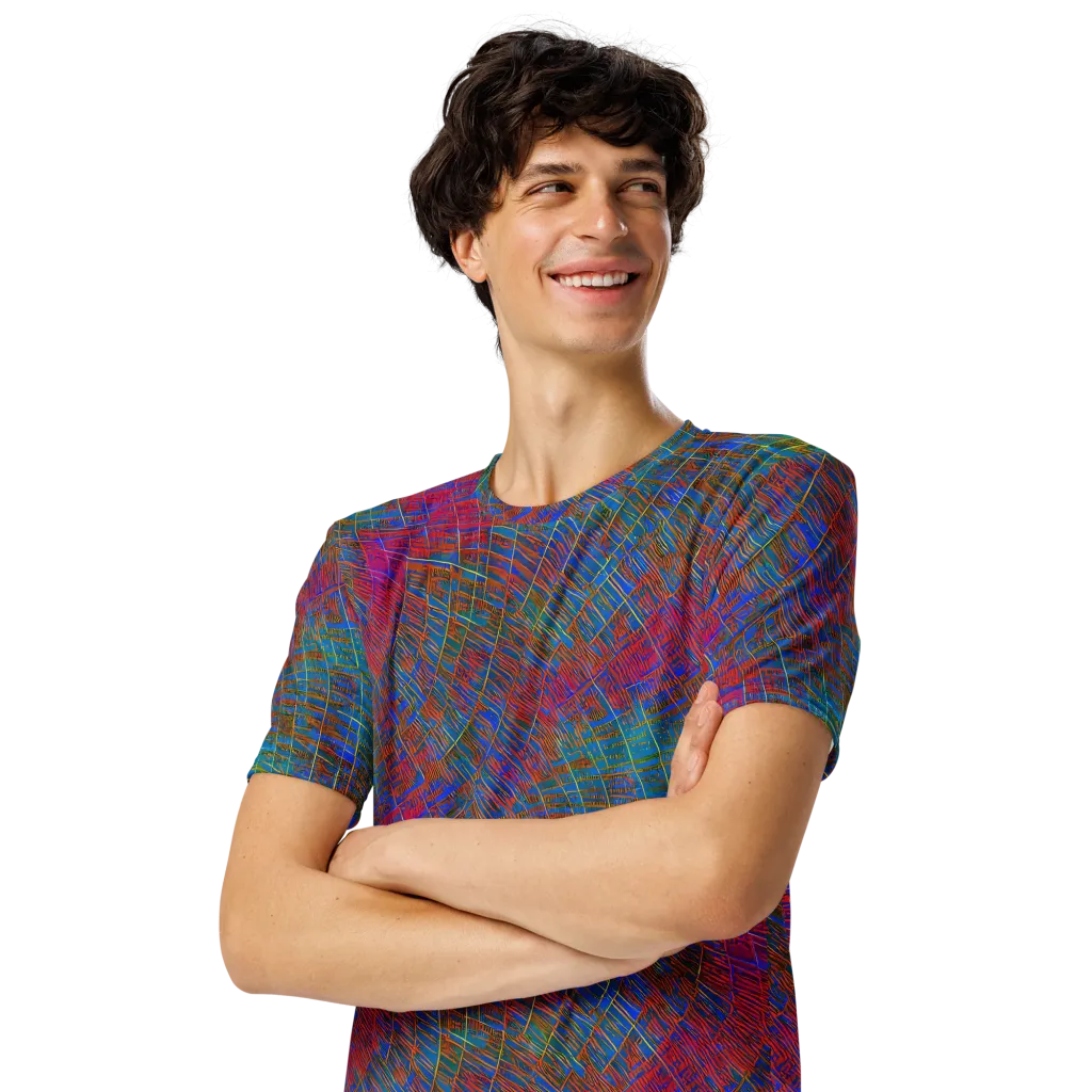 Electric Cartography on Men's Crew Neck T-Shirt — Left Front