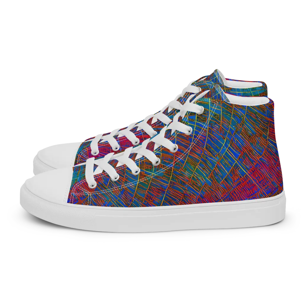 Electric Cartography on Men's High Top Canvas Shoes — Left