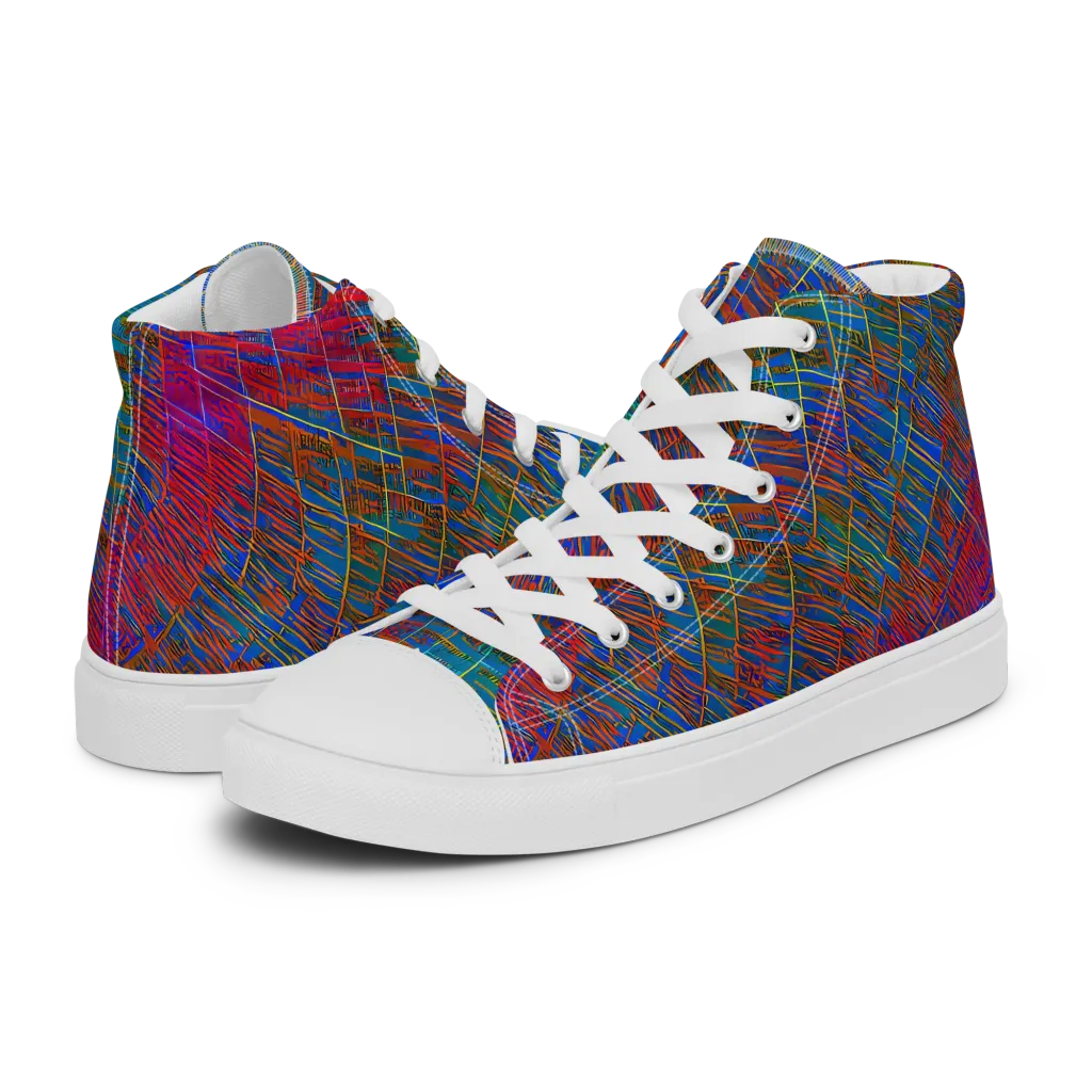 Electric Cartography on Men's High Top Canvas Shoes — Left