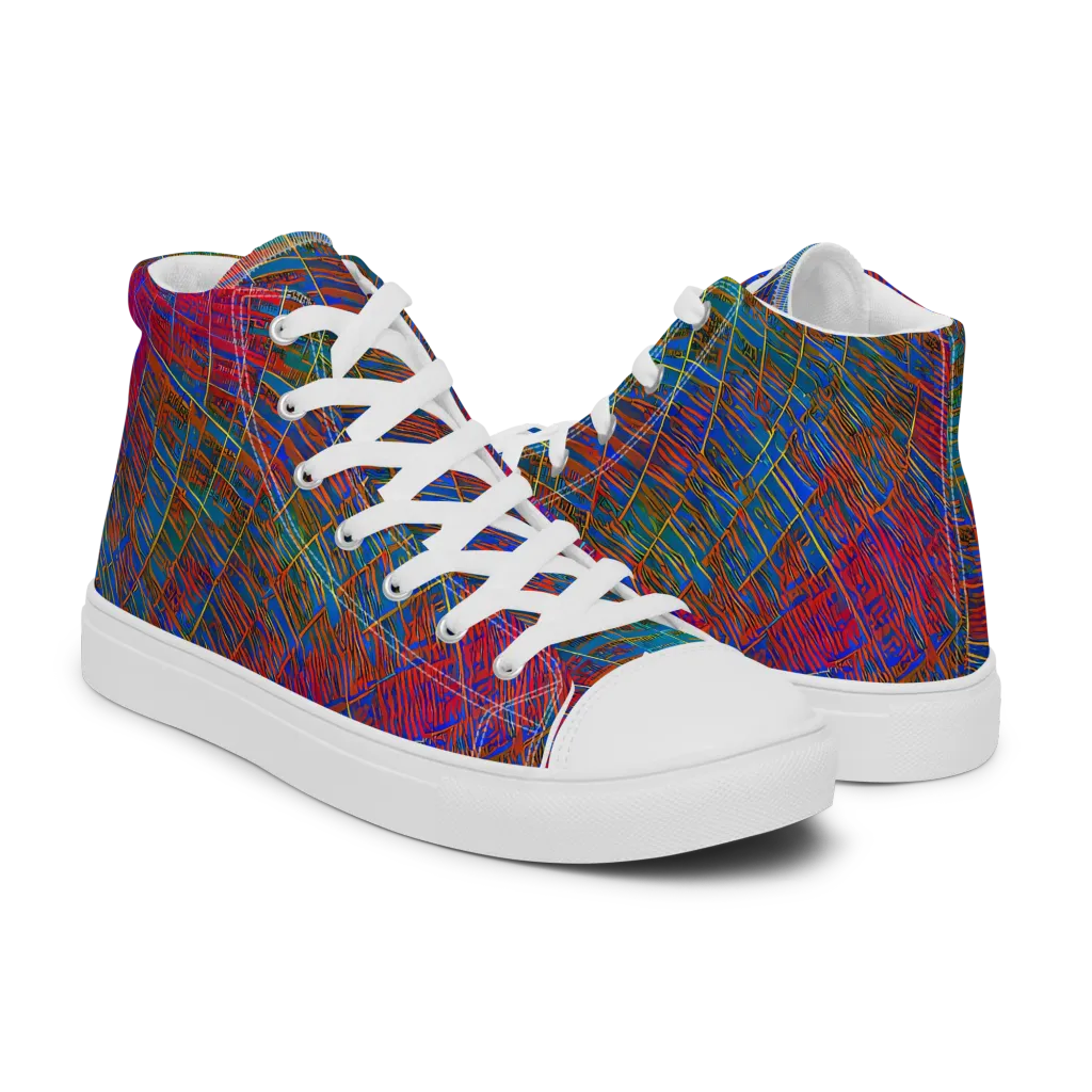 Electric Cartography on Men's High Top Canvas Shoes — Right