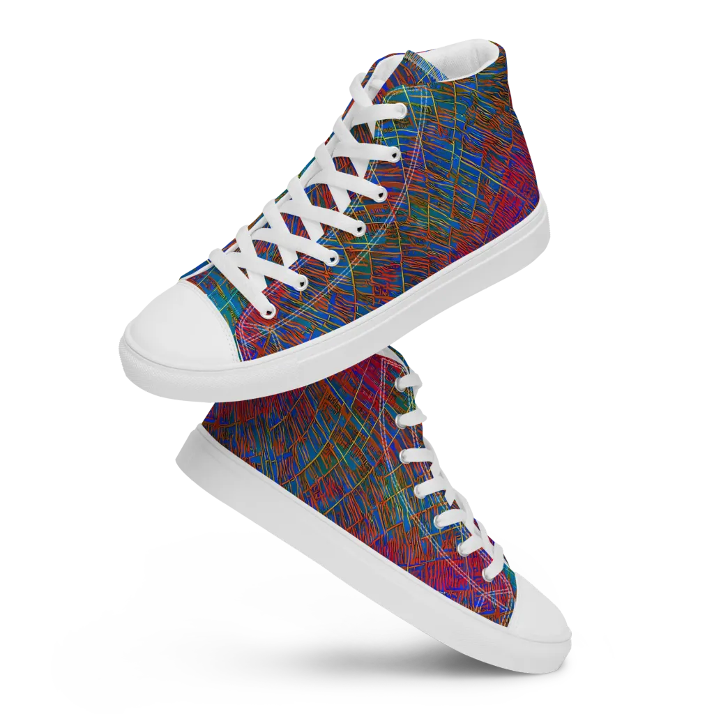 Electric Cartography on Men's High Top Canvas Shoes — Front